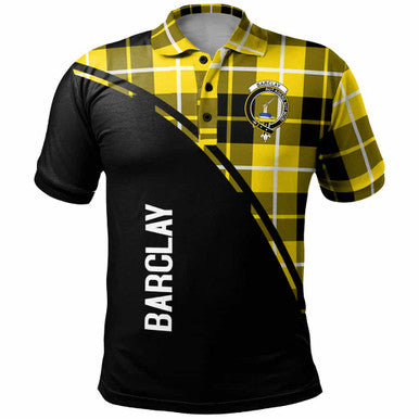Scottish Barclay Clan Crest Tartan Curve Polo Shirt Front Side Tartan Plaid