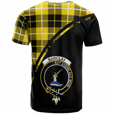 Scottish Barclay Clan Crest Tartan Curve T-Shirt Back Side Tartan Plaid