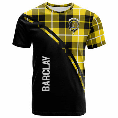 Scottish Barclay Clan Crest Tartan Curve T-Shirt Front Side Tartan Plaid