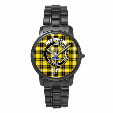 Scottish Barclay Clan Crest Tartan Folding Clasp Steel Quartz Watches Tartan Plaid Black 1