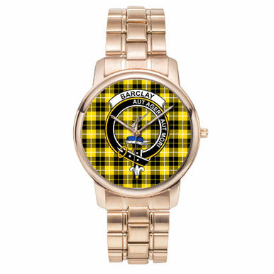 Scottish Barclay Clan Crest Tartan Folding Clasp Steel Quartz Watches Tartan Plaid Rose Gold 1