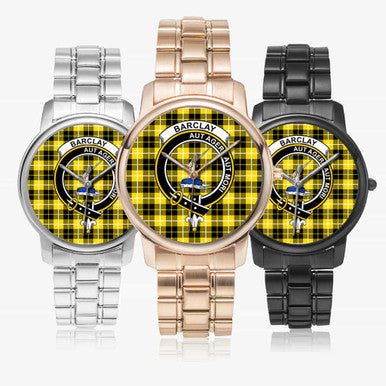 Scottish Barclay Clan Crest Tartan Folding Clasp Steel Quartz Watches Tartan Plaid All