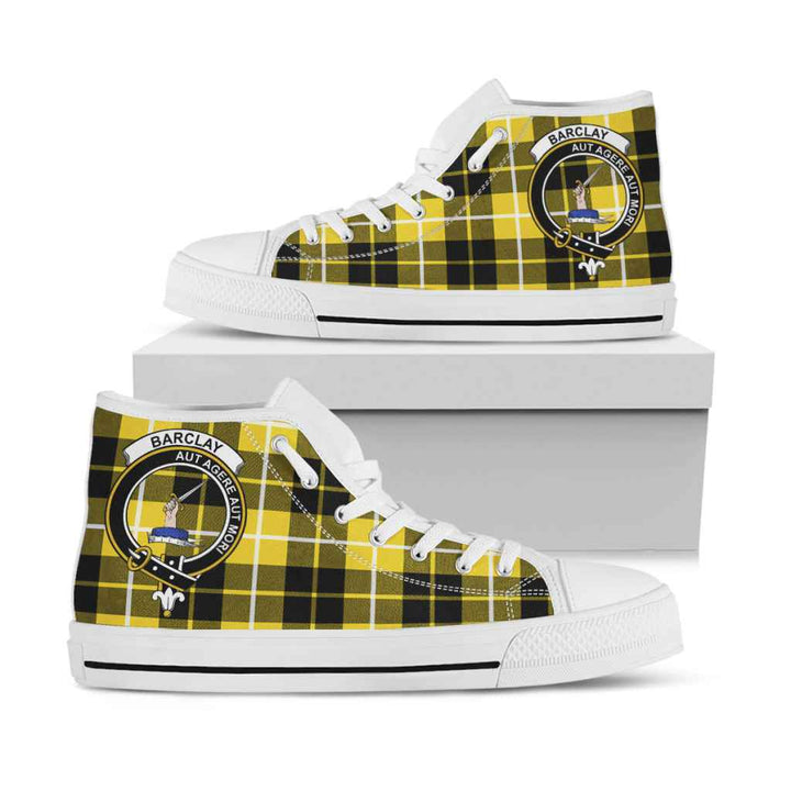 Scottish Barclay Clan Crest Tartan High Top Shoes White Sole Tartan Plaid