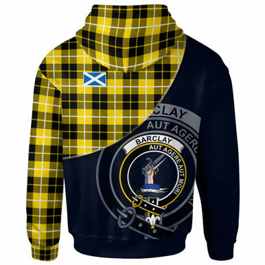 Scottish Barclay Clan Crest Tartan Hoodie - Bend Style Back Side Tartan Plaid