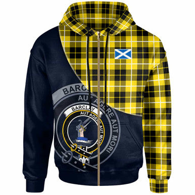 Scottish Barclay Clan Crest Tartan Hoodie - Bend Style Zip-up Tartan Plaid