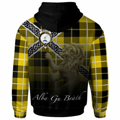 Scottish Barclay Clan Crest Tartan Hoodie - Scotland Lion Back Side Tartan Plaid