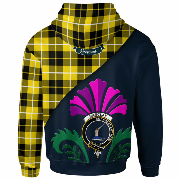 Scottish Barclay Clan Crest Tartan Hoodie - Scotland Thistle Style Back Side Tartan Plaid