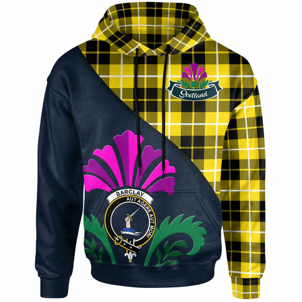 Scottish Barclay Clan Crest Tartan Hoodie - Scotland Thistle Style Front Side Tartan Plaid