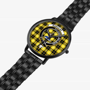 Scottish Barclay Clan Crest Tartan Instafamous Steel Quartz Watches Tartan Plaid Black 2
