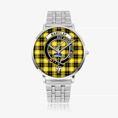 Scottish Barclay Clan Crest Tartan Instafamous Steel Quartz Watches Tartan Plaid Silver 1