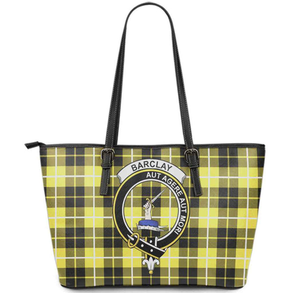 Scottish Barclay Clan Crest Tartan Leather Tote Tartan Plaid