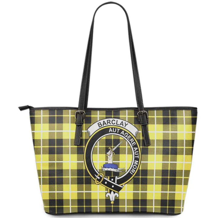 Scottish Barclay Clan Crest Tartan Leather Tote Tartan Plaid