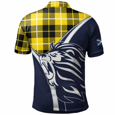 Scottish Barclay Clan Crest Tartan Polo Shirt - Scottish Flag With Lion Back Side Tartan Plaid