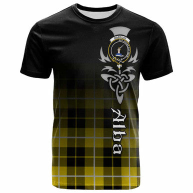 Scottish Barclay Clan Crest Tartan T-Shirt - Alba Gu Brath Family Crest Celtic Inspired Front Side Tartan Plaid