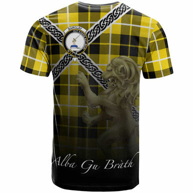 Scottish Barclay Clan Crest Tartan T-Shirt - Celtic With Scotland Lion Back Side Tartan Plaid