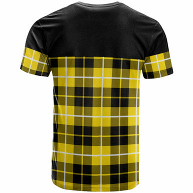 Scottish Barclay Clan Crest Tartan T-Shirt - Horizontal Style Back Side Tartan Plaid