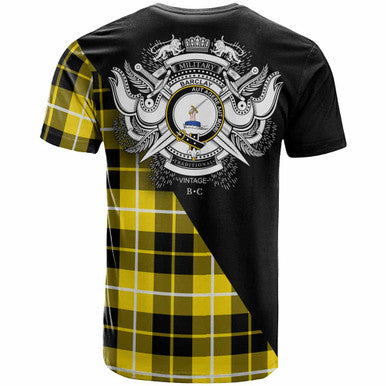 Scottish Barclay Clan Crest Tartan T-Shirt - Military Logo Back Side Tartan Plaid
