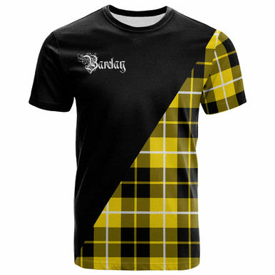 Scottish Barclay Clan Crest Tartan T-Shirt - Military Logo Front Side Tartan Plaid