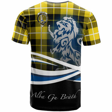 Scottish Barclay Clan Crest Tartan T-Shirt - Scotland Lion Back Side Tartan Plaid
