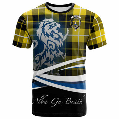 Scottish Barclay Clan Crest Tartan T-Shirt - Scotland Lion Front Side Tartan Plaid