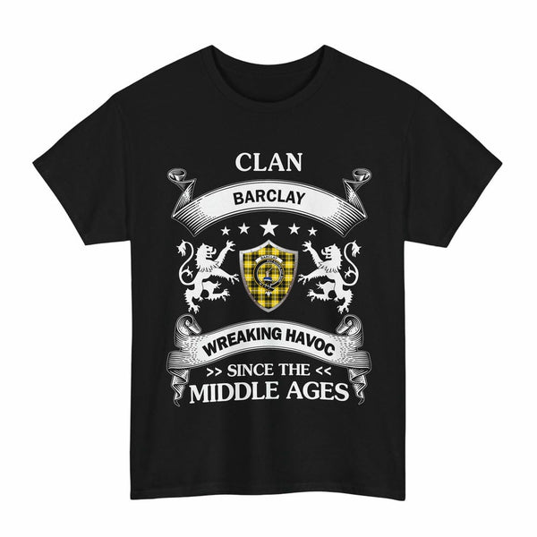 Scottish Barclay Clan Crest Tartan T-Shirt Wreaking Havoc Design Tartan Plaid Black Color