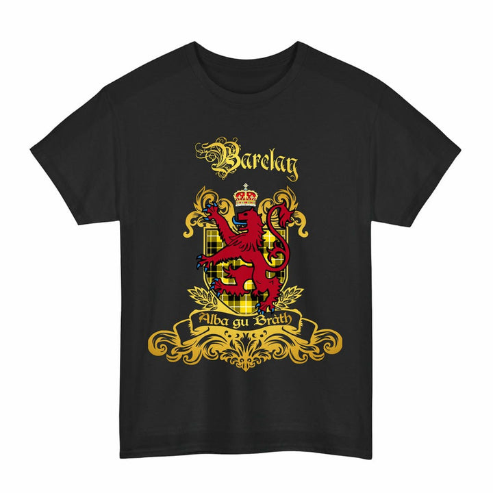 Scottish Barclay Clan Tartan Lion Rampant of Scotland T-Shirt Tartan Plaid Black Color