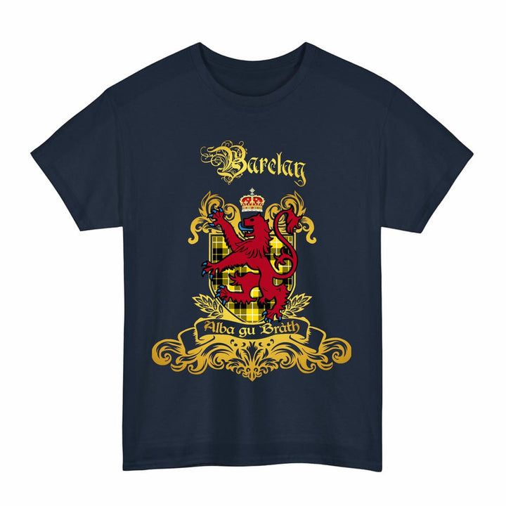 Scottish Barclay Clan Tartan Lion Rampant of Scotland T-Shirt Tartan Plaid Navy Color