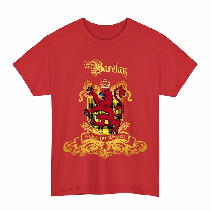 Scottish Barclay Clan Tartan Lion Rampant of Scotland T-Shirt Tartan Plaid Red Color