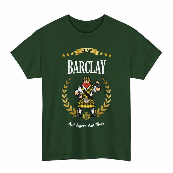 Scottish Barclay Clan Tartan T-Shirt - Motto Scotsman Tartan Plaid Forest Green Color