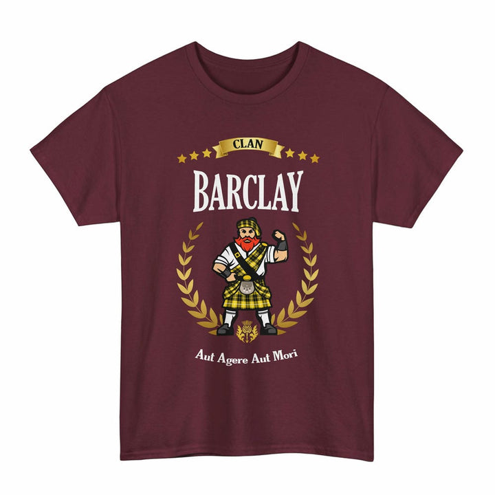 Scottish Barclay Clan Tartan T-Shirt - Motto Scotsman Tartan Plaid Maroon Color