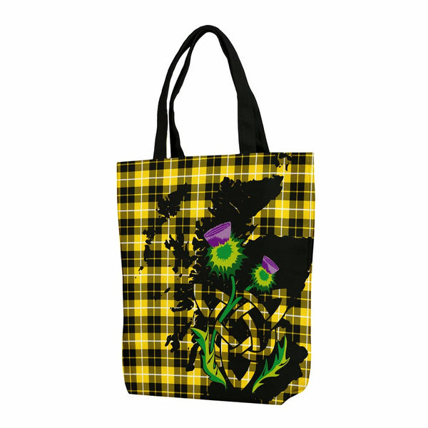 Scottish Barclay Dress Modern Clan Tartan Canvas Bag With Shoulder Strap With Thistle Tartan Plaid 1