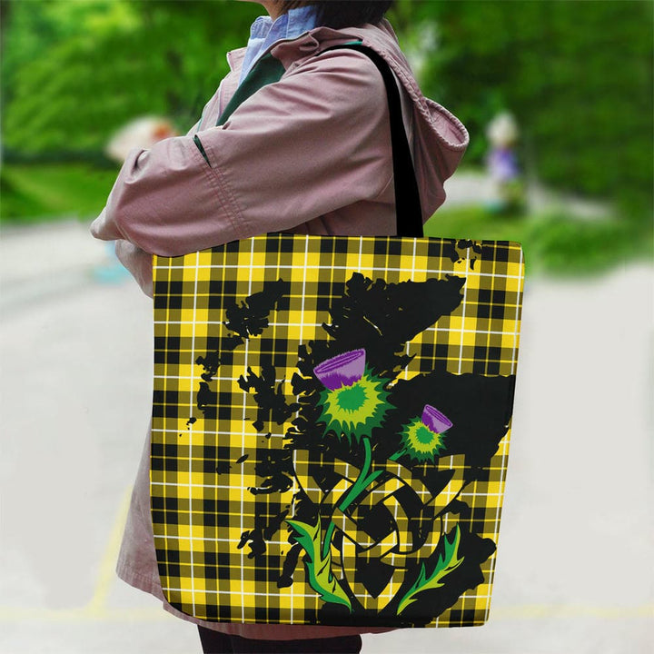 Scottish Barclay Dress Modern Clan Tartan Canvas Bag With Shoulder Strap With Thistle Tartan Plaid 2