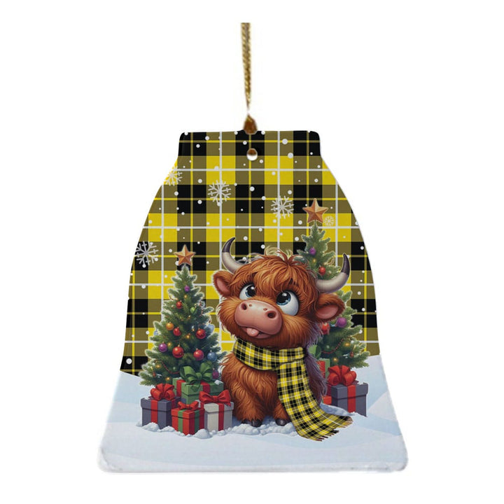 Scottish Barclay Dress Modern Clan Tartan Ceramic Ornament Cute Highland Cow Christmas Bell Style Tartan Plaid