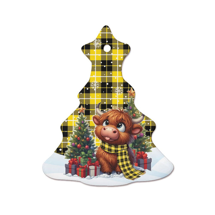 Scottish Barclay Dress Modern Clan Tartan Ceramic Ornament Cute Highland Cow Christmas Tree Style Tartan Plaid