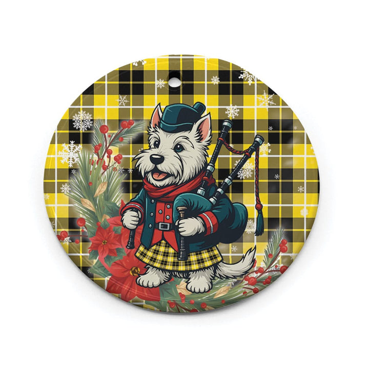 Scottish Barclay Dress Modern Clan Tartan Ceramic Ornament Cute Scottish Terrier Dog Circle Style Tartan Plaid