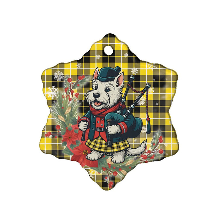 Scottish Barclay Dress Modern Clan Tartan Ceramic Ornament Cute Scottish Terrier Dog Snow Flake Style Tartan Plaid