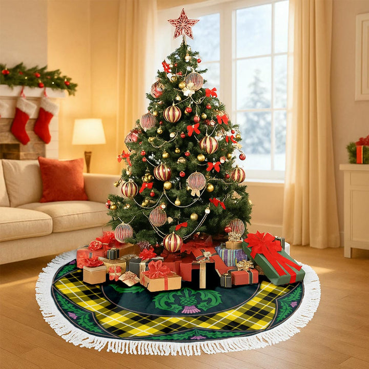 Scottish Barclay Dress Modern Clan Tartan Christmas Tree Skirt Old Scottish Thistle Flower Tassels Tartan Plaid 3