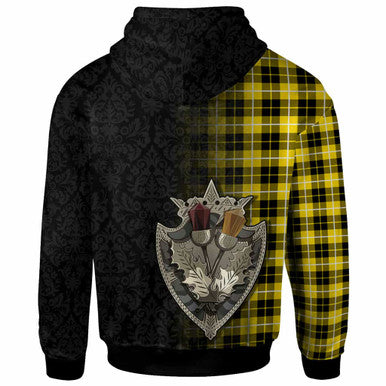 Scottish Barclay Dress Modern Clan Tartan Hoodie - Half Thistle Flowers Celtic Design Back Side Tartan Plaid