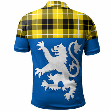 Scottish Barclay Dress Modern Clan Tartan Polo Shirt - Lion Rampant of Scotland With Flag Back Side Tartan Plaid