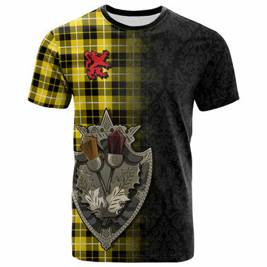 Scottish Barclay Dress Modern Clan Tartan T-Shirt - Half Thistle Flowers Celtic Design Front Side Tartan Plaid