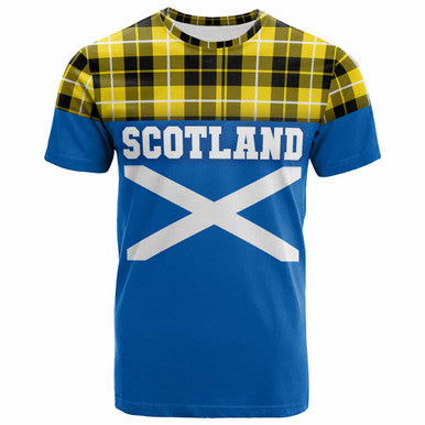 Scottish Barclay Dress Modern Clan Tartan T-Shirt - Lion Rampant of Scotland With Flag Front Side Tartan Plaid