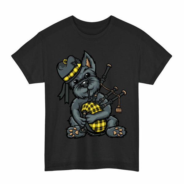 Scottish Barclay Dress Modern Clan Tartan Terrier Bagpipes T-Shirt Tartan Plaid Black Color