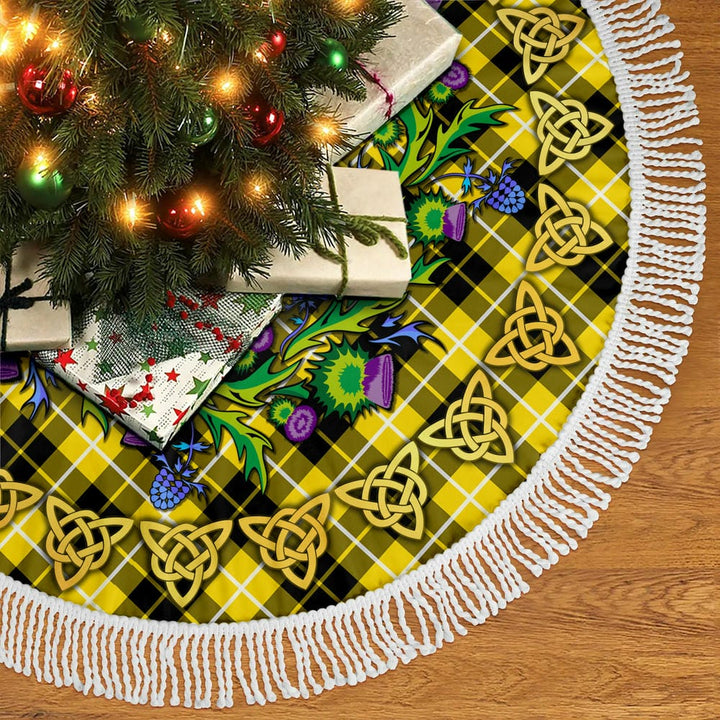 Scottish Barclay Dress Modern Clan Tartan Thistle Celtic Knot Christmas Tree Skirt Tassels Tartan Plaid 2
