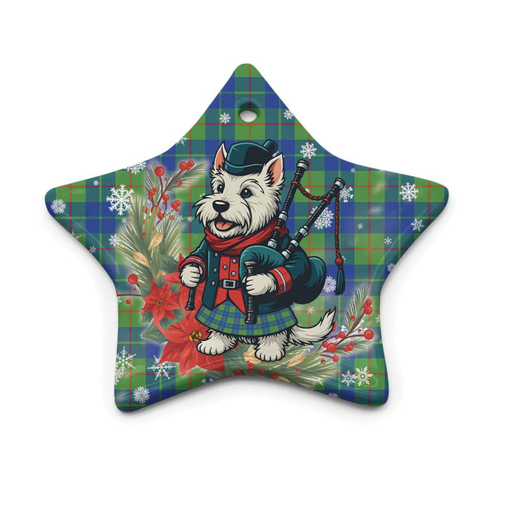 Scottish Barclay Hunting Ancient Clan Tartan Ceramic Ornament Cute Scottish Terrier Dog Star Style Tartan Plaid