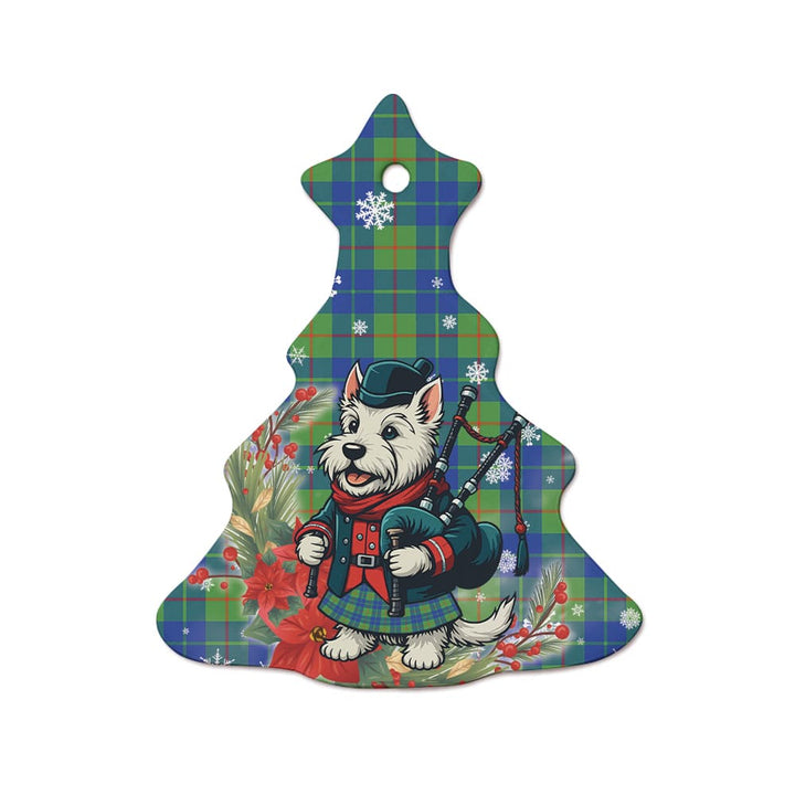 Scottish Barclay Hunting Ancient Clan Tartan Ceramic Ornament Cute Scottish Terrier Dog Tree Style Tartan Plaid