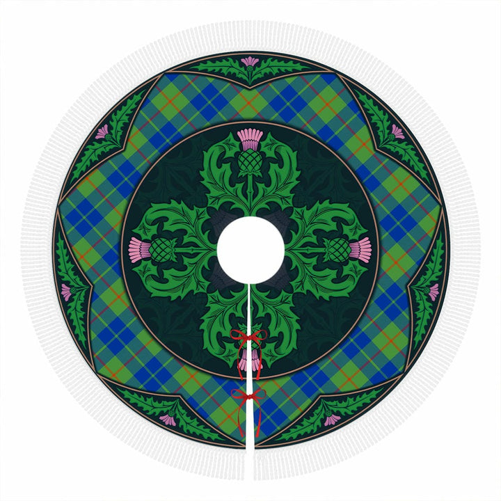 Scottish Barclay Hunting Ancient Clan Tartan Christmas Tree Skirt Old Scottish Thistle Flower Tassels Tartan Plaid 1