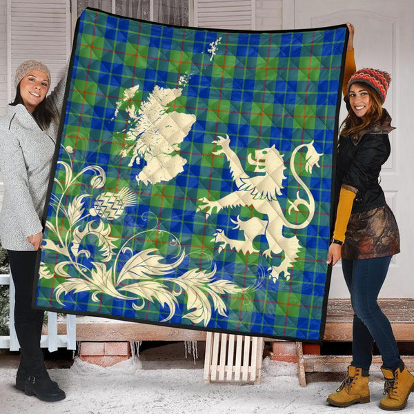 Scottish Barclay Hunting Ancient Clan Tartan Quilt Rampant Lion with Thistle Tartan Plaid 2
