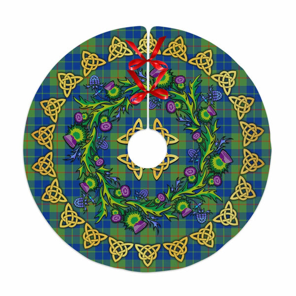 Scottish Barclay Hunting Ancient Clan Tartan Thistle Celtic Knot Christmas Tree Skirt No Tassels Tartan Plaid 1