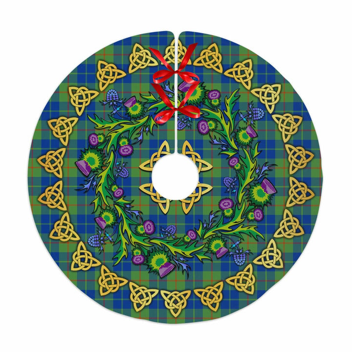 Scottish Barclay Hunting Ancient Clan Tartan Thistle Celtic Knot Christmas Tree Skirt No Tassels Tartan Plaid 1