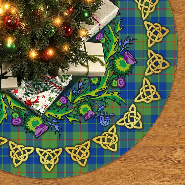 Scottish Barclay Hunting Ancient Clan Tartan Thistle Celtic Knot Christmas Tree Skirt No Tassels Tartan Plaid 2